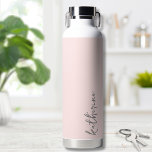 Blush Pink Simple Script Your Name Water Bottle<br><div class="desc">Simple yet stunning.  Personalise this water bottle with your name,  or a loved ones name.  A simple elegant script typography with a girly edge.  Change out the background and font colours to anything you want. Blush Pink Trendy Simple Your Name Minimalist Water Bottle</div>