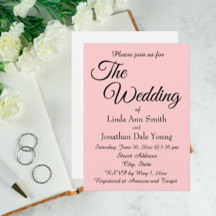 Blush Pink Simple Style Wedding Invitation