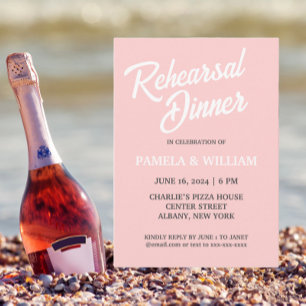 Blush Pink Simple Style Wedding Rehearsal Dinner Invitation