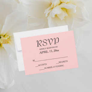 Blush Pink Simple Style Wedding RSVP Card