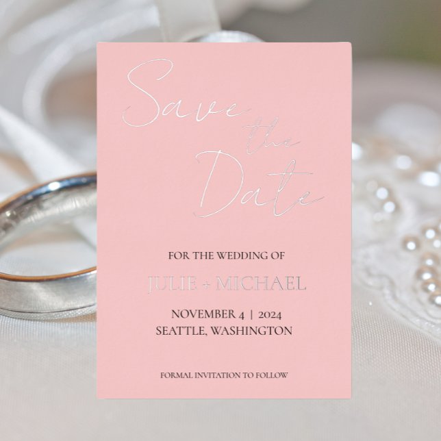 Blush Pink Simple Style Wedding Save the Date (In Situ Wedding)
