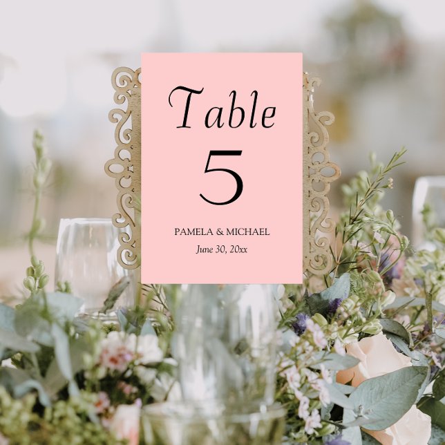 Blush Pink Simple Style Wedding Table Number (In Situ Wedding)