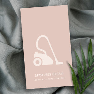 BLUSH PINK SIMPLE VACUUM CLEANER CLEANING SERVICE BUSINESS CARD
