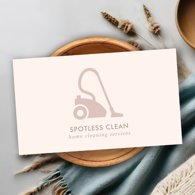 BLUSH PINK SIMPLE VACUUM CLEANER CLEANING SERVICE BUSINESS CARD (Creator Uploaded)