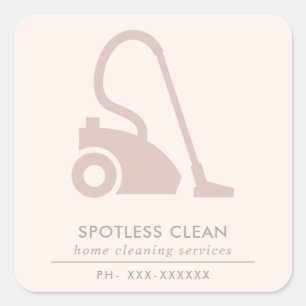 BLUSH PINK SIMPLE VACUUM CLEANER CLEANING SERVICE SQUARE STICKER