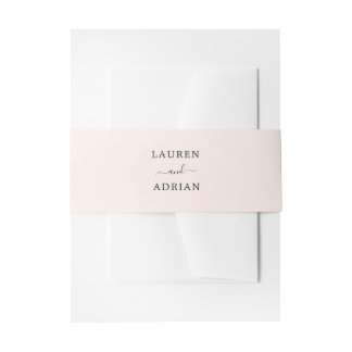 Blush Pink Simple Wedding Invitation Belly Band