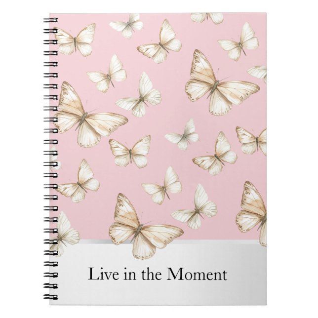 Blush Pink Skies & Butterflies  Notebook (Front)