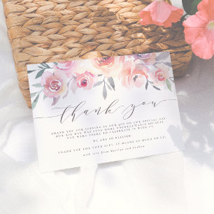 Blush Pink & Slate Blue Wedding Thank You Card