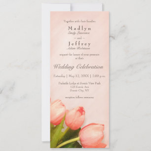 Blush pink slender tulips wedding invitation