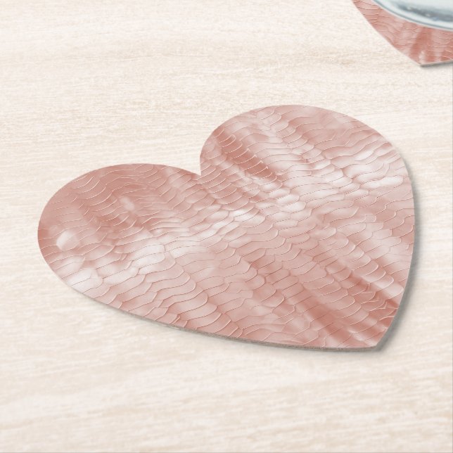 Blush Pink Snake Print Paper Coaster (Angled)