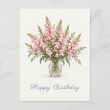 Blush Pink Snapdragons Birthday
