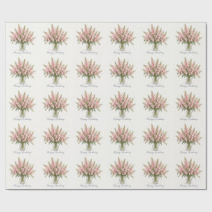 Blush Pink Snapdragons Happy Birthday Wrapping Paper