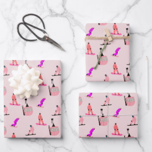 Blush Pink Snowboard Snowboarding Wrapping Paper Sheet