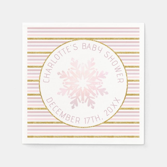 Blush Pink Snowflake Baby Shower Napkins (Front)