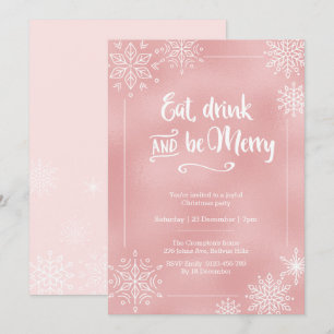 Blush Pink snowflake Christmas party Invitation