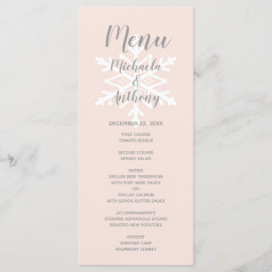 Blush Pink Snowflake Winter Wedding Menu