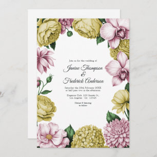 Blush Pink & Soft Gold Watercolor Floral Wedding Invitation