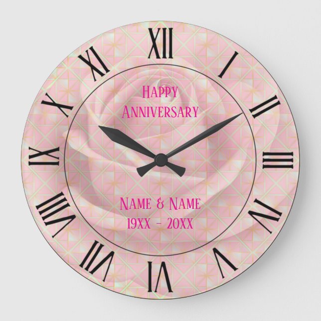 Blush Pink Soft Mint Gold Luxury Trendy Collection Large Clock (Front)