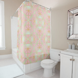 Blush Pink Soft Mint Gold Luxury Trendy Collection Shower Curtain