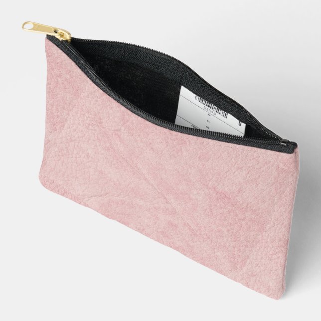 Blush Pink Solid Textured Colour Accessory Pouch (Open)