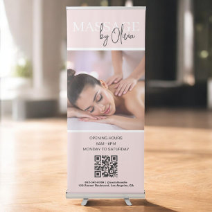 Blush Pink Spa Salon QR Code Business Photo Retractable Banner