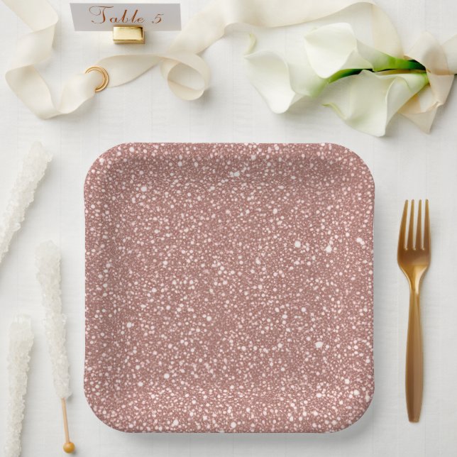 Blush Pink Speckled Pattern Party Paper Plate (Wedding)