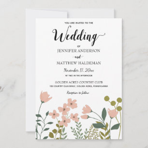 Blush Pink Spring Botanical Wedding Invitation