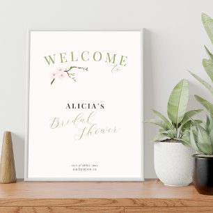 Blush pink spring bridal shower welcome sign
