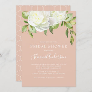 Blush Pink Spring Floral Peony Bridal Shower Invitation
