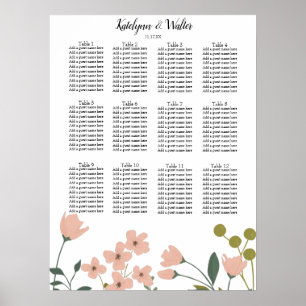 Blush Pink Spring Floral Wedding Seating Chart