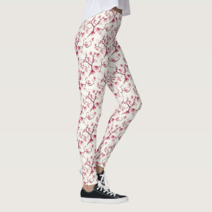 Blush Pink Spring Rustic Bohemian Floral Leggings