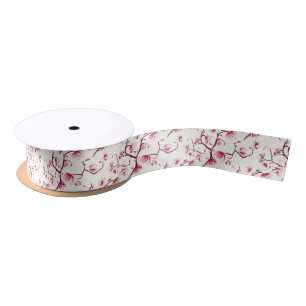 Blush Pink Spring Rustic Bohemian Floral Satin Ribbon