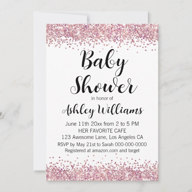 Blush Pink Sprinkle Cute Baby Shower Invitations (Front)