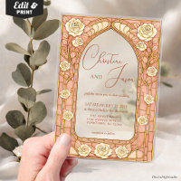 Blush Pink Stained Glass Whimsical Floral Wedding 