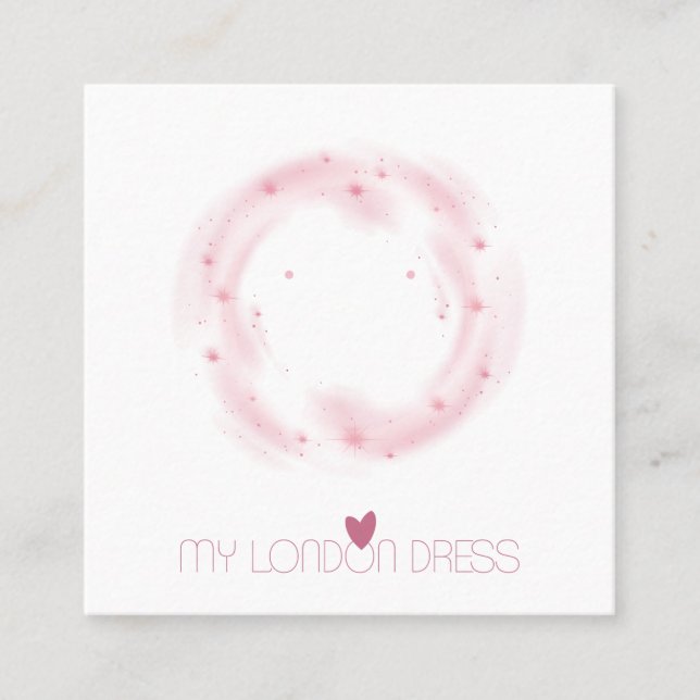 BLUSH PINK STAR WATERCOLOR STUD EARRING DISPLAY SQUARE BUSINESS CARD (Front)