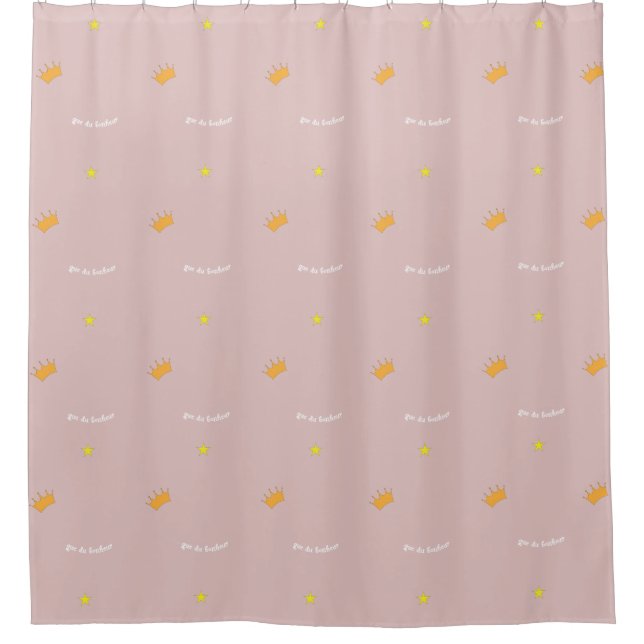 Blush pink stars crowns princess prince sweet cute shower curtain (Front)