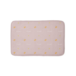 Blush pink stars crowns sweet cute happy cheerful bath mat