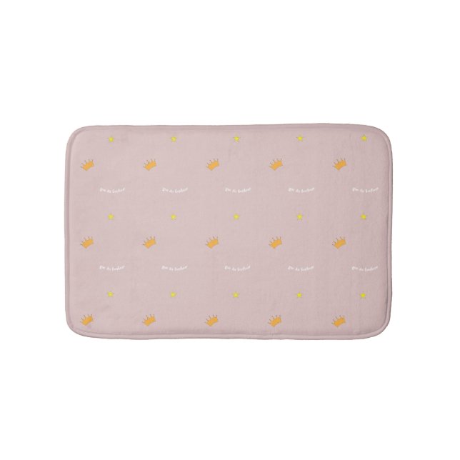 Blush pink stars crowns sweet cute happy cheerful bath mat (Front)