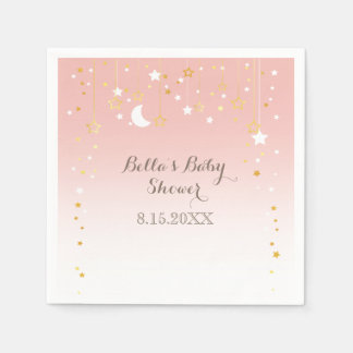 Blush Pink Stars Moon Baby Shower Napkin