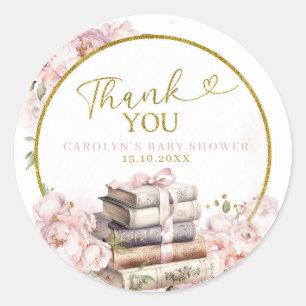 Blush Pink Storybook Baby Shower Thank You Sticker