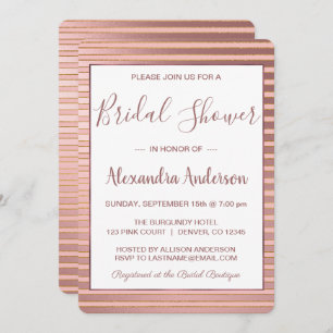 Blush Pink Stripe Bridal Shower Invitation