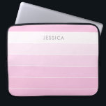 Blush Pink Stripe Chic and Elegant Laptop Sleeve<br><div class="desc">Add a chic touch to your wardrobe with this blush pink striped laptop sleeve. Five shades of blush pink create the stripes - from a deep raspberry to a barely there pink. Your name is written in a modern and minimalist dove grey font. Insert your own name, monogram or favourite...</div>