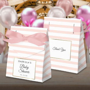Blush Pink Stripe Elegant Gold Baby Shower Favour Box