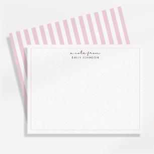Blush Pink Stripe Minimalist a Note From Flat Note Invitation