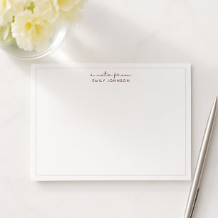 Blush Pink Stripe Minimalist a Note From Flat Note Invitation