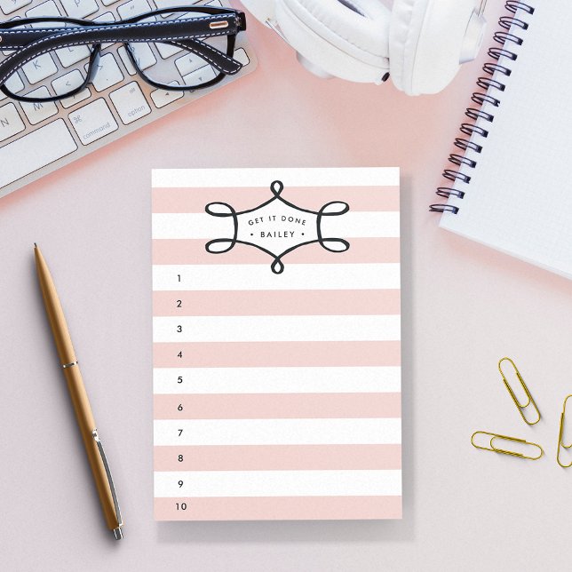 Blush Pink Stripe Personalised To-Do List Post-it Notes (Creator Uploaded)