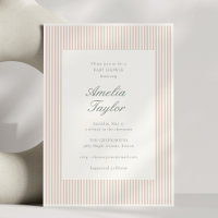 Blush Pink Striped Elegant Baby Girl Shower