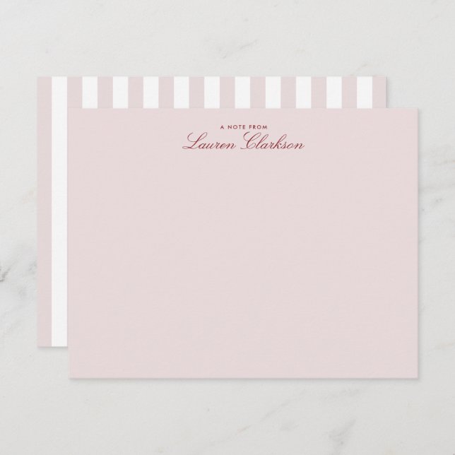 Blush Pink Striped Modern Stationery Note Card (Front/Back)