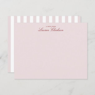 Blush Pink Striped Modern Stationery Note Card