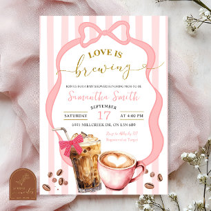 Blush Pink Stripes baby is brewing baby Shower Invitation